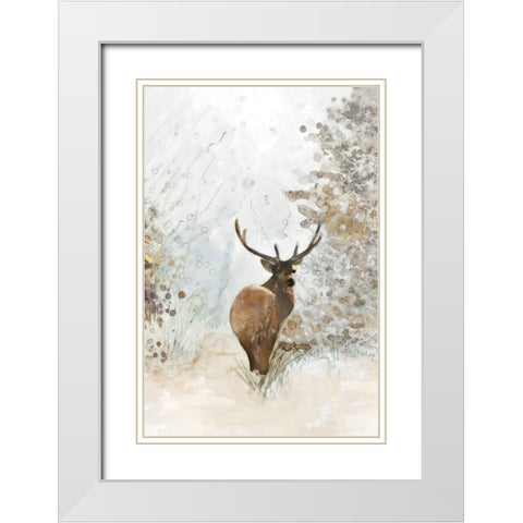 Grand Elk I  White Modern Wood Framed Art Print with Double Matting by Stellar Design Studio