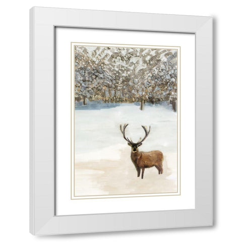 Grand Elk II  White Modern Wood Framed Art Print with Double Matting by Stellar Design Studio