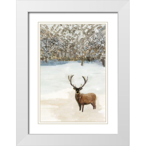 Grand Elk II  White Modern Wood Framed Art Print with Double Matting by Stellar Design Studio