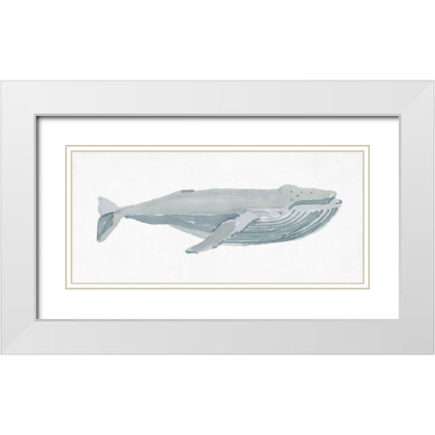 Humpback Whale I White Modern Wood Framed Art Print with Double Matting by Stellar Design Studio