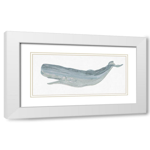 Humpback Whale II White Modern Wood Framed Art Print with Double Matting by Stellar Design Studio