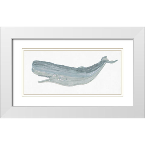 Humpback Whale II White Modern Wood Framed Art Print with Double Matting by Stellar Design Studio