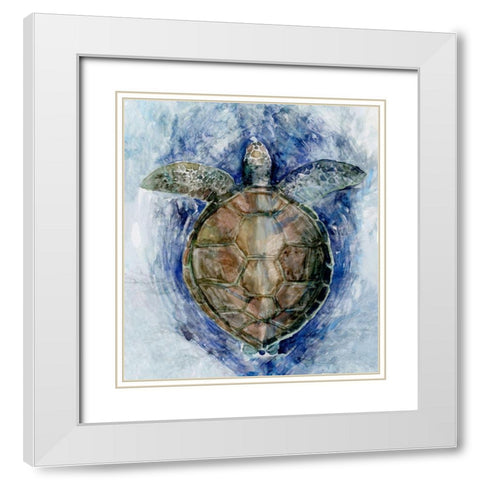 Swimming Sea TurtleÂ  White Modern Wood Framed Art Print with Double Matting by Stellar Design Studio