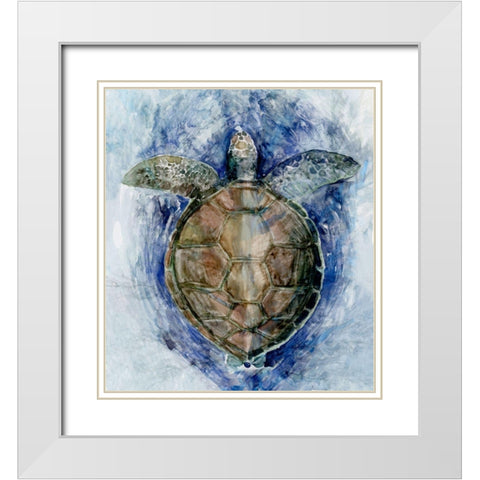 Swimming Sea TurtleÂ  White Modern Wood Framed Art Print with Double Matting by Stellar Design Studio