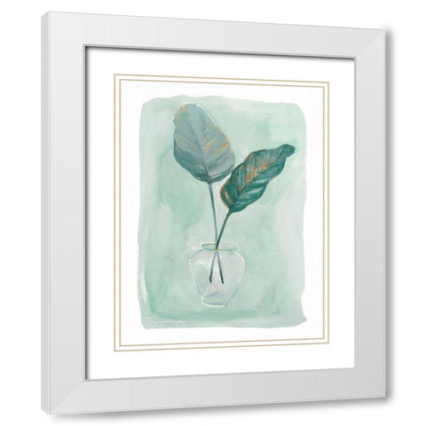 Green Tropical Vase IV White Modern Wood Framed Art Print with Double Matting by Stellar Design Studio