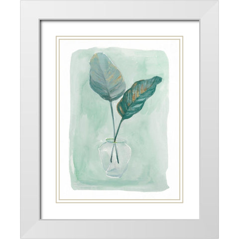 Green Tropical Vase IV White Modern Wood Framed Art Print with Double Matting by Stellar Design Studio