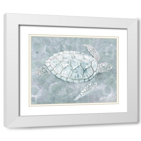Sea TurtleÂ  White Modern Wood Framed Art Print with Double Matting by Stellar Design Studio