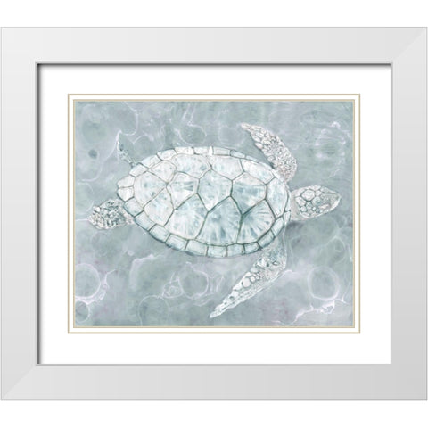 Sea TurtleÂ  White Modern Wood Framed Art Print with Double Matting by Stellar Design Studio