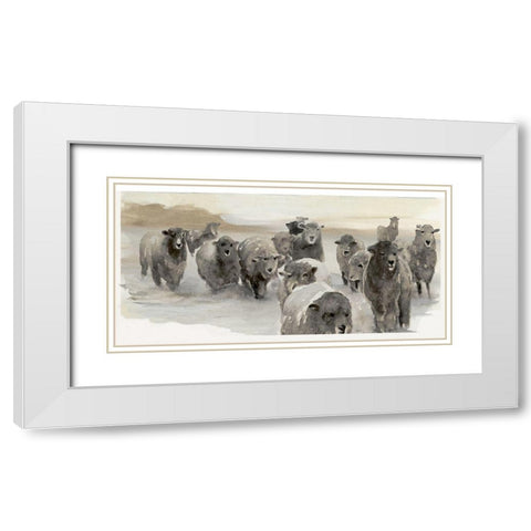 Winter Sheeps II  White Modern Wood Framed Art Print with Double Matting by Stellar  Design Studio