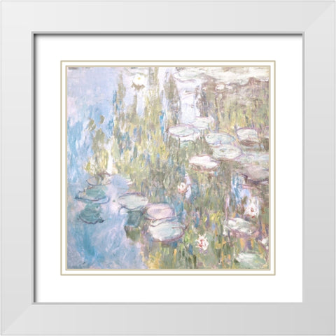 Water Lillies II   White Modern Wood Framed Art Print with Double Matting by Stellar Design Studio