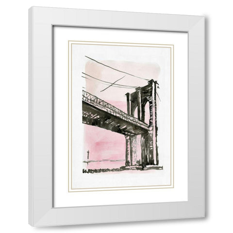 New York Bridge I  White Modern Wood Framed Art Print with Double Matting by Stellar Design Studio