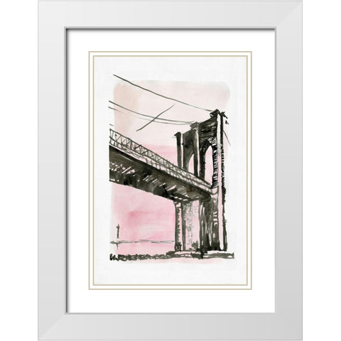 New York Bridge I  White Modern Wood Framed Art Print with Double Matting by Stellar Design Studio