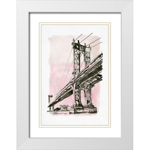 New York Bridge II   White Modern Wood Framed Art Print with Double Matting by Stellar Design Studio