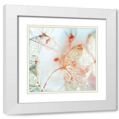 Floral Blues II White Modern Wood Framed Art Print with Double Matting by Surma And Guillen