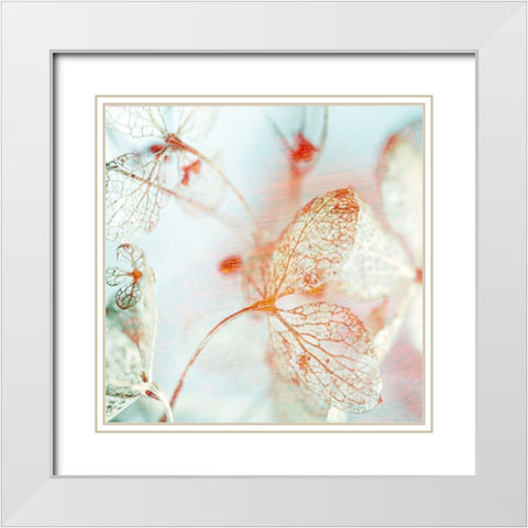 Floral Blues II White Modern Wood Framed Art Print with Double Matting by Surma And Guillen