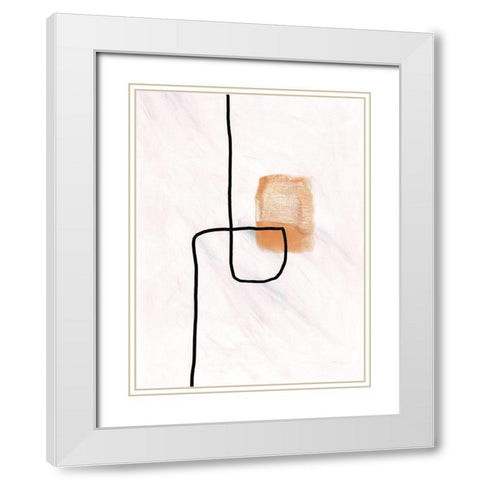Textured Line Gold I White Modern Wood Framed Art Print with Double Matting by J:L Design