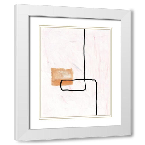 Textured Line Gold II White Modern Wood Framed Art Print with Double Matting by J:L Design