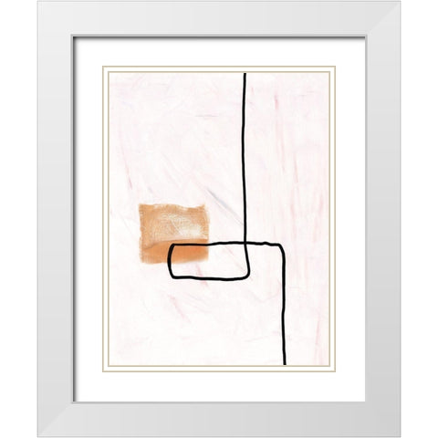 Textured Line Gold II White Modern Wood Framed Art Print with Double Matting by J:L Design