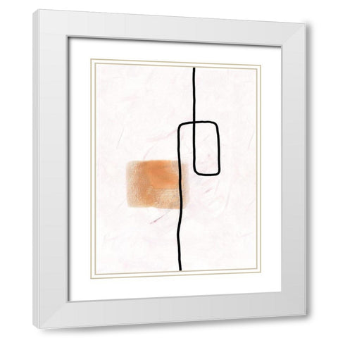 Textured Line Gold III White Modern Wood Framed Art Print with Double Matting by J:L Design