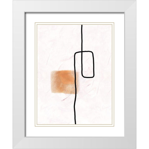 Textured Line Gold III White Modern Wood Framed Art Print with Double Matting by J:L Design