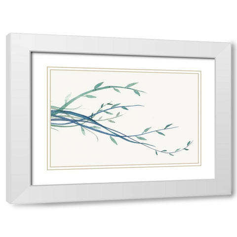 Green vine Branches I  White Modern Wood Framed Art Print with Double Matting by J:L Design
