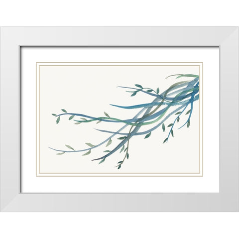 Green vine Branches II White Modern Wood Framed Art Print with Double Matting by J:L Design