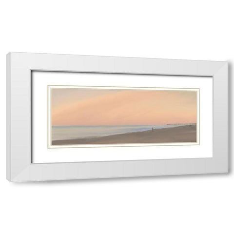 Sunset Beach Embrace  White Modern Wood Framed Art Print with Double Matting by J:L Design