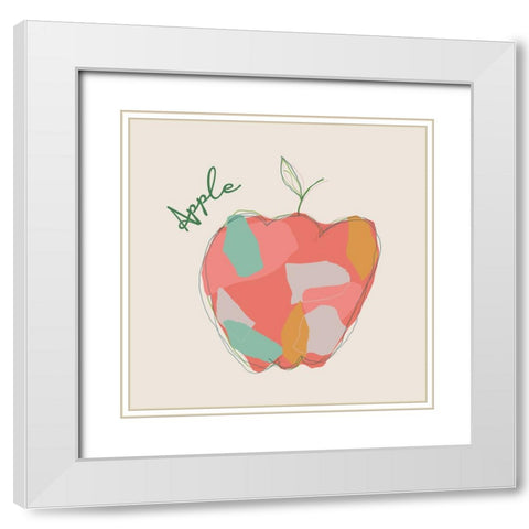 Fresh Apple White Modern Wood Framed Art Print with Double Matting by J:L Design
