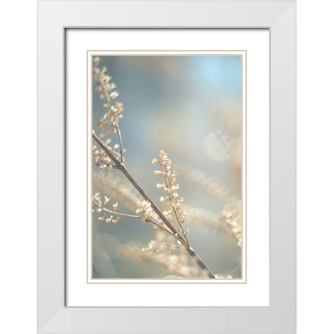 Golden Branch I  White Modern Wood Framed Art Print with Double Matting by J:L Design