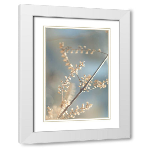 Golden Branch II White Modern Wood Framed Art Print with Double Matting by J:L Design