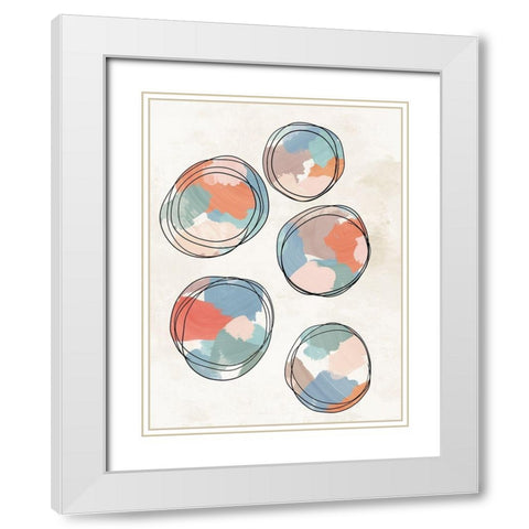 Little Orbs I  White Modern Wood Framed Art Print with Double Matting by J:L Design