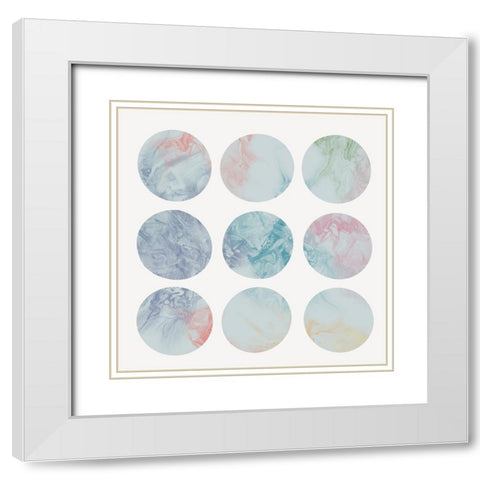 Pastel Dipped Circles I  White Modern Wood Framed Art Print with Double Matting by J:L Design