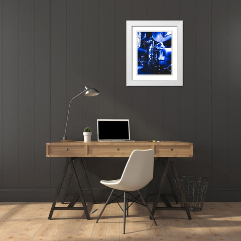 Drum Set  White Modern Wood Framed Art Print with Double Matting by J:L Design