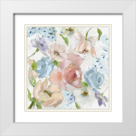 Navy Floral Neutral Version  White Modern Wood Framed Art Print with Double Matting by Pepe, Susan