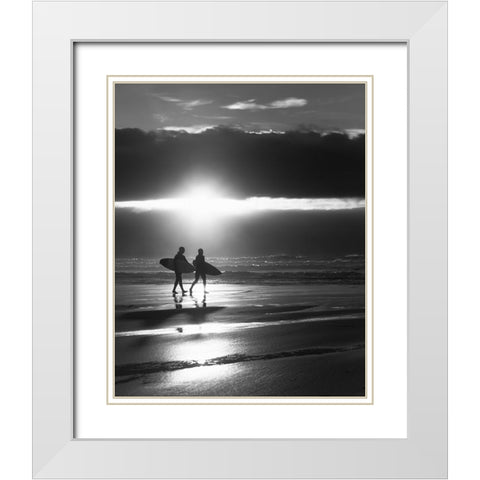 Lets Surf Until the Sun Goes Down  White Modern Wood Framed Art Print with Double Matting by Paul, Martin