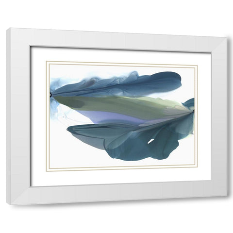 Blue Feathers I  White Modern Wood Framed Art Print with Double Matting by McFarland, Vicki