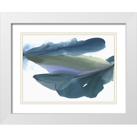 Blue Feathers I  White Modern Wood Framed Art Print with Double Matting by McFarland, Vicki