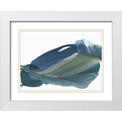 Blue Feathers II White Modern Wood Framed Art Print with Double Matting by McFarland, Vicki