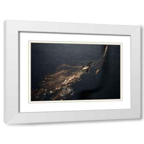 Gold Water Bubble White Modern Wood Framed Art Print with Double Matting by Stahl, David