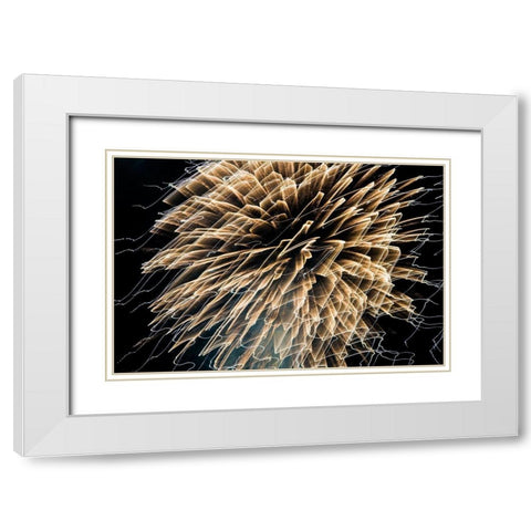 Gold Crazy Lines  White Modern Wood Framed Art Print with Double Matting by Stahl, David
