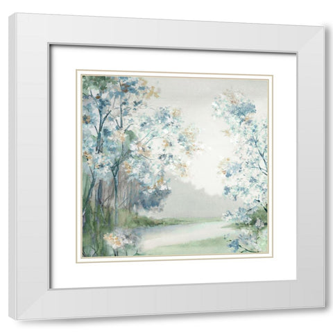 Lighten Blue Forest  White Modern Wood Framed Art Print with Double Matting by Mavis, Luna