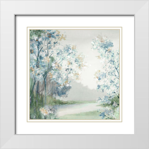 Lighten Blue Forest  White Modern Wood Framed Art Print with Double Matting by Mavis, Luna