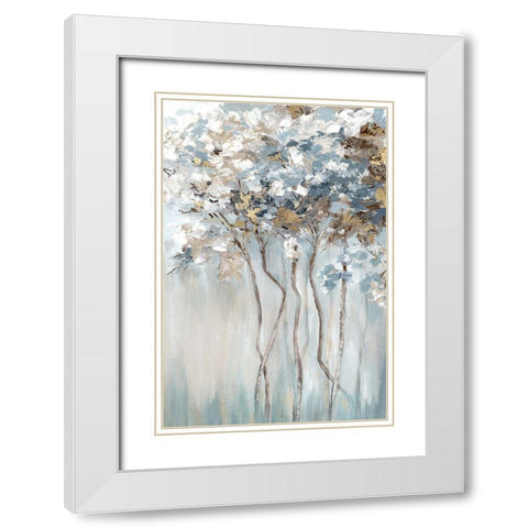 Golden Blue Forest  White Modern Wood Framed Art Print with Double Matting by Mavis, Luna