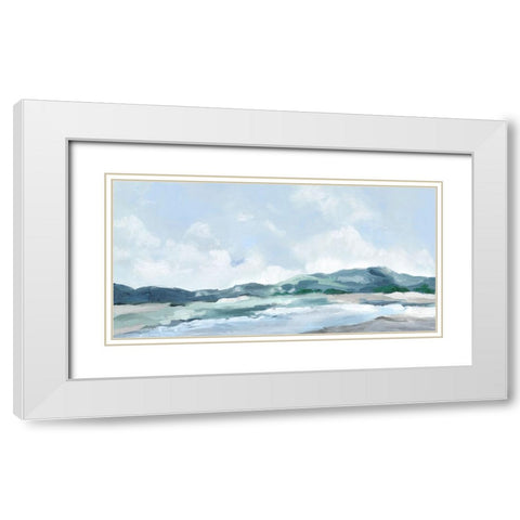 Blue Mountains White Modern Wood Framed Art Print with Double Matting by Mavis, Luna