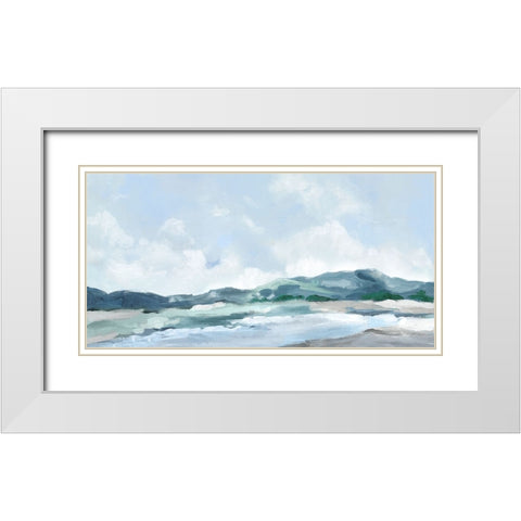 Blue Mountains White Modern Wood Framed Art Print with Double Matting by Mavis, Luna