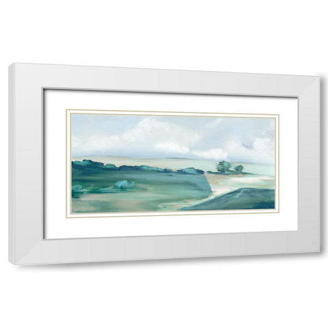 Calming Green White Modern Wood Framed Art Print with Double Matting by Mavis, Luna