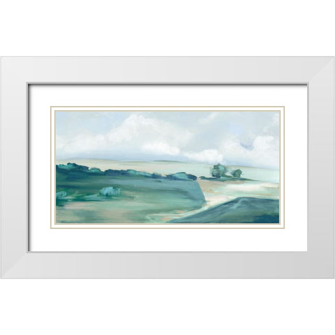 Calming Green White Modern Wood Framed Art Print with Double Matting by Mavis, Luna