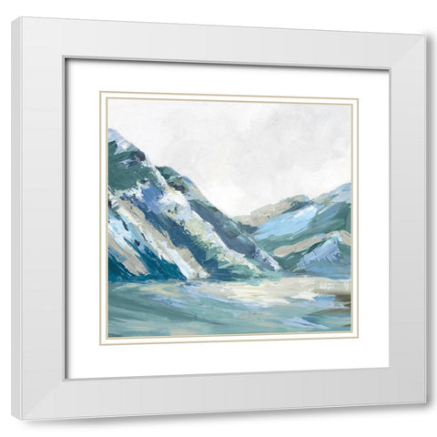 Blue Palette Mountains I White Modern Wood Framed Art Print with Double Matting by Mavis, Luna