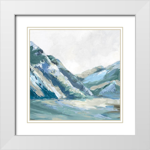 Blue Palette Mountains I White Modern Wood Framed Art Print with Double Matting by Mavis, Luna