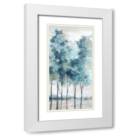 Teal Blue Forest II White Modern Wood Framed Art Print with Double Matting by Mavis, Luna